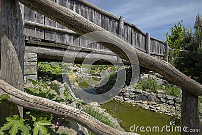 The bridge Gardens Kapia in GoczaÅ‚kowice Editorial Stock Photo